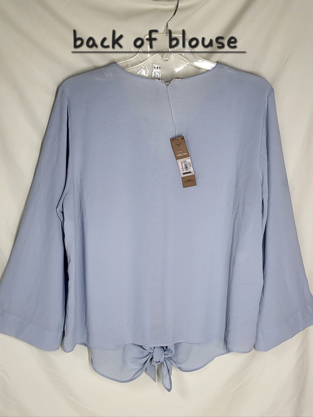 NEW Rachel Rachel Roy Blue Tie-Front Cold Shoulder Open Long Sleeve Blouse  2X - Picture 4 of 12